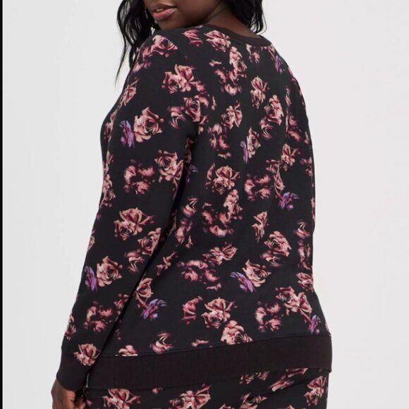 Torrid Everyday Fleece Long Sleeve Active Sweatshirt Details 3x Black floral NWT - Picture 3 of 11